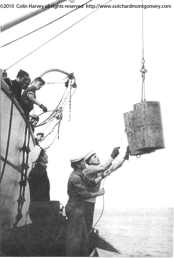 unloading cargo from wreck of ss richard montgomery just before she sunk