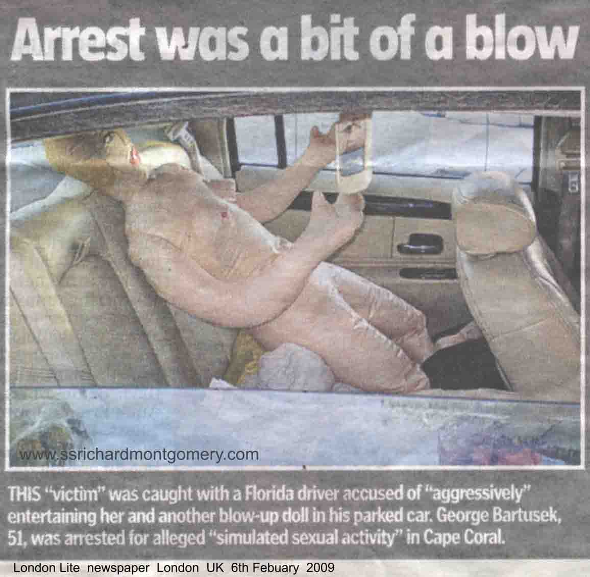 Caught having sex with rubber doll in car